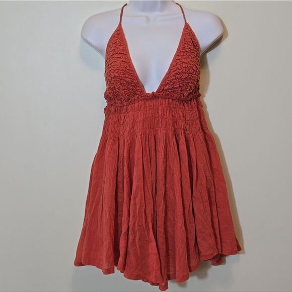 Free People Forever Favorite Mini Dress Cottagecore Boho Gauzy Beach Vacation - Picture 12 of 14